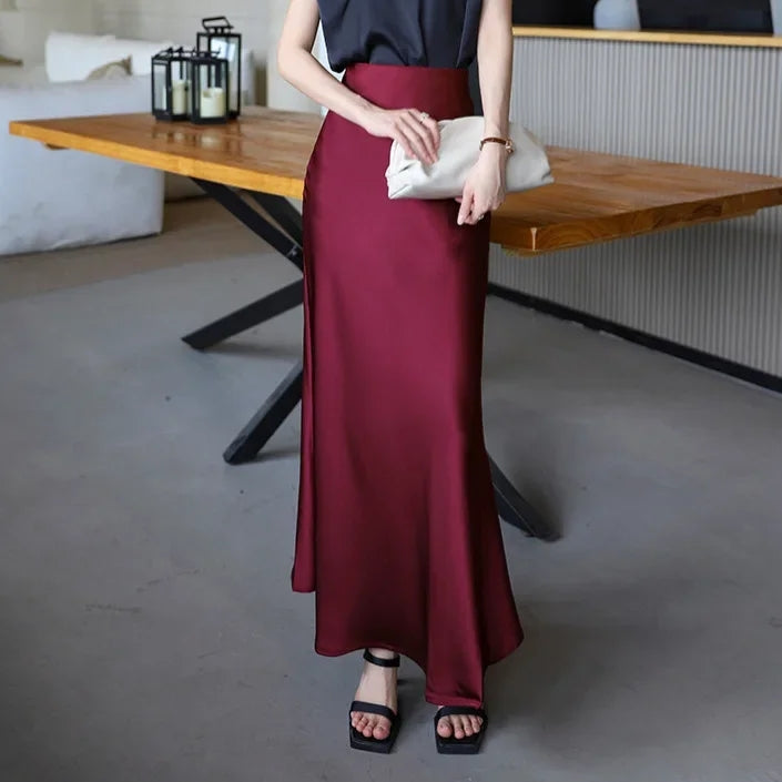 Korean Satin Flare Skirt