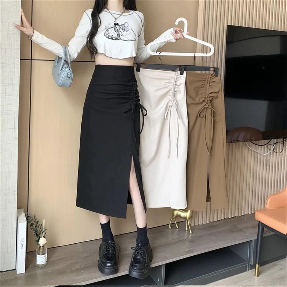 Korean High waisted Side Slit Skirt