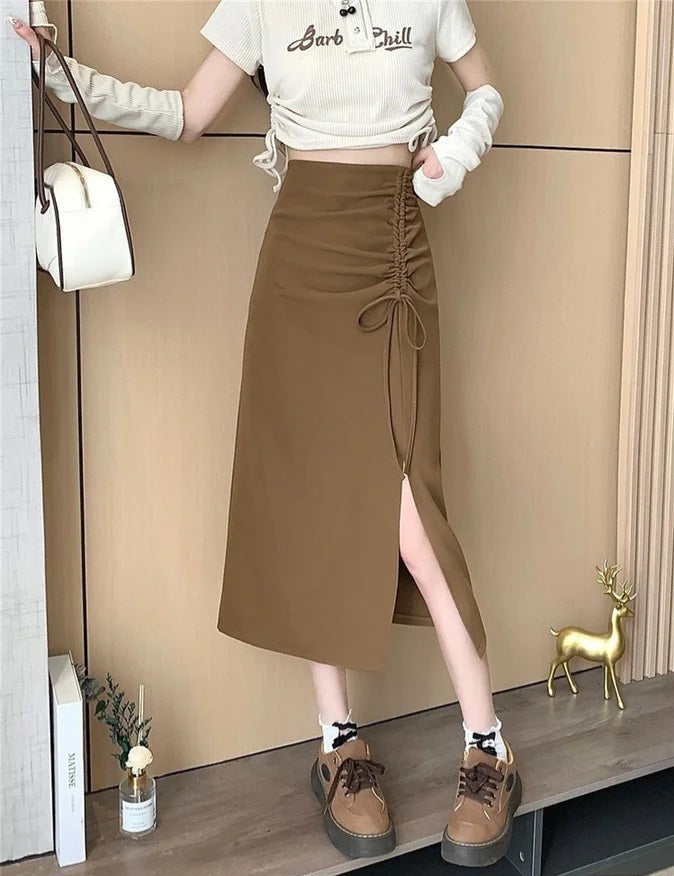 Korean High waisted Side Slit Skirt