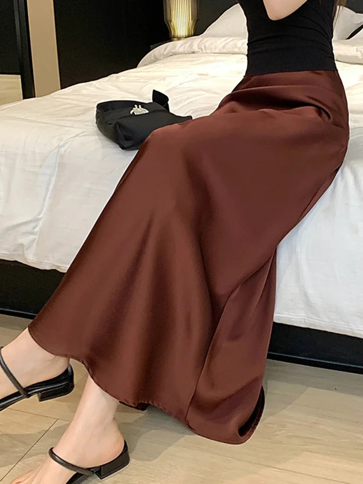 Korean Satin Flare Skirt