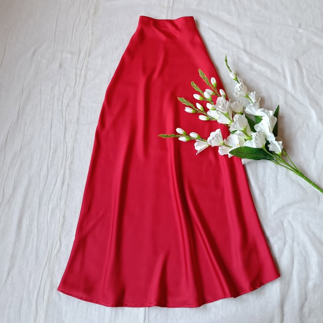 Korean Satin Flare Skirt